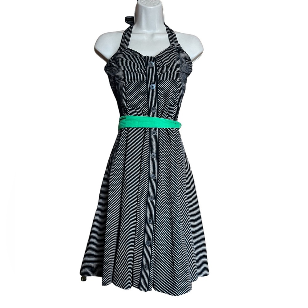 Maeve Anthropologie Ginny pinstripe halter dress with belt size 6